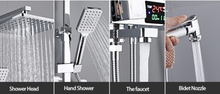Load image into Gallery viewer, &quot;Arna&quot; Collection - Modern Rainfall Shower Head Mixer Set with Thermostat Silver
