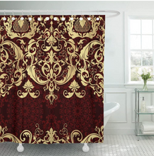 Load image into Gallery viewer, Luxury Golden Royal Shower Curtain Waterproof Bath Curtain Washable Cloth
