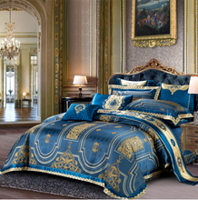 Load image into Gallery viewer, &quot;Arna Lisa&quot; Royal Collection - Luxury Blue High Precision Jacquard Egyptian Cotton - Queen 9 Piece
