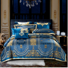 Load image into Gallery viewer, &quot;Arna Lisa&quot; Royal Collection - Luxury Blue High Precision Jacquard Egyptian Cotton - Queen 9 Piece

