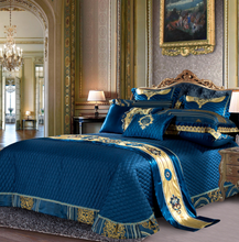 Load image into Gallery viewer, &quot;Arna Lisa&quot; Royal Collection - Luxury Blue High Precision Jacquard Egyptian Cotton - Queen 9 Piece
