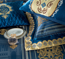 Load image into Gallery viewer, &quot;Arna Lisa&quot; Royal Collection - Luxury Blue High Precision Jacquard Egyptian Cotton - Queen 9 Piece
