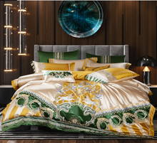 Load image into Gallery viewer, &quot;Arna Lisa&quot; Royal Collection -  Luxury Vintage Brocade Jacquard Egyptian Cotton Lion Embroidered - King 12 Piece
