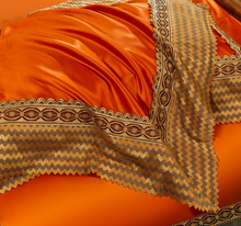 Load image into Gallery viewer, &quot;Arna Lisa&quot; Royal Collection - Luxury Golden Satin Egyptian Cotton Silky Soft Bedding Set- Queen 10 Piece
