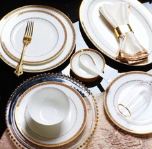 Load image into Gallery viewer, &quot;Arna Lisa&quot; Royal Collection - Luxury 58 Piece Bone China Dinnerware Gold
