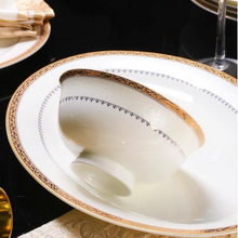 Load image into Gallery viewer, &quot;Arna Lisa&quot; Royal Collection - Luxury 58 Piece Bone China Dinnerware Gold
