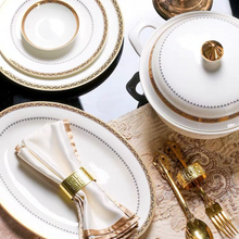 Load image into Gallery viewer, &quot;Arna Lisa&quot; Royal Collection - Luxury 58 Piece Bone China Dinnerware Gold
