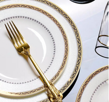 Load image into Gallery viewer, &quot;Arna Lisa&quot; Royal Collection - Luxury 58 Piece Bone China Dinnerware Gold
