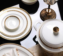 Load image into Gallery viewer, &quot;Arna Lisa&quot; Royal Collection - Luxury 58 Piece Bone China Dinnerware Gold
