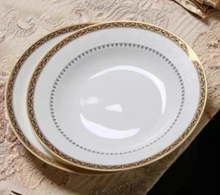 Load image into Gallery viewer, &quot;Arna Lisa&quot; Royal Collection - Luxury 58 Piece Bone China Dinnerware Gold
