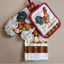 Load image into Gallery viewer, Matching 3 Piece Oven Mitt, Tea Towel and Placemat Set - Many Styles
